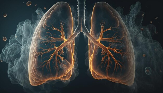 Photo human lungs in smoke generative ai