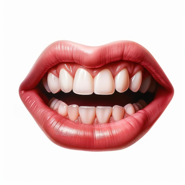 Photo human mouth teeth illustration red lip