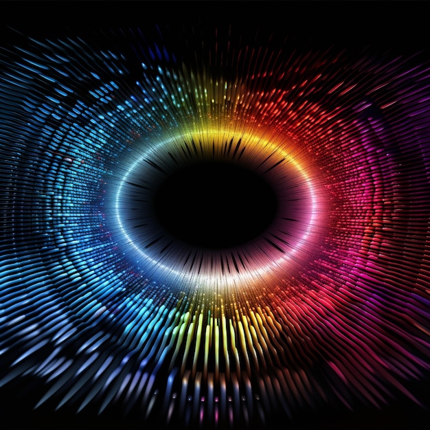 인간의 다채로운 눈의 아이리스 애니메이션 개념
