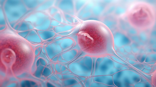 写真 ヒト細胞生物ヒト胚マクロ写真 青とピンクの色