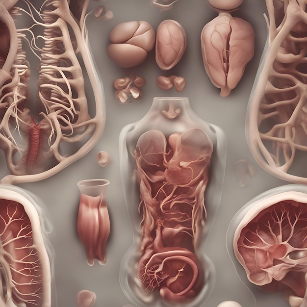 사진 인간의 장기 인체 해부학 3d 일러스트레이션