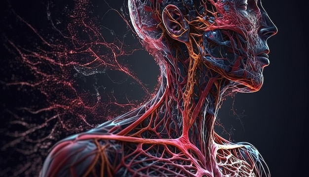 Человеческие органы с анатомией кровеносных сосудов для медицинской концепции 3D Иллюстрация