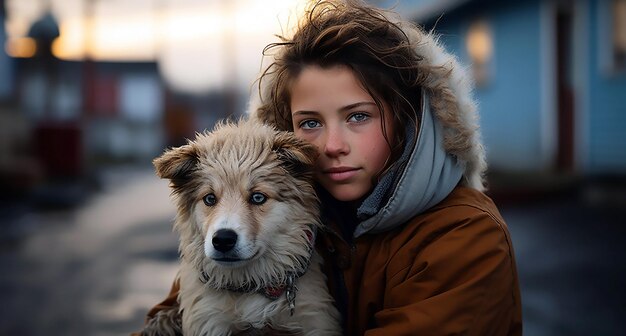 the human on the porch is holding his puppy