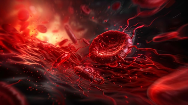 Human Red Blood Cells Flowing in Blood Vessels Medical Health Care Concept