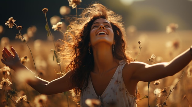 Human relaxed in the field