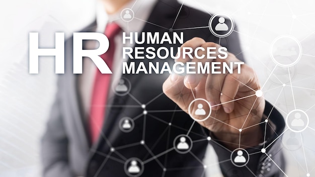 Human resource management HR Team Building en recruitment concept op onscherpe achtergrond