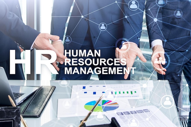 Human resource management HR Team Building en recruitment concept op onscherpe achtergrond