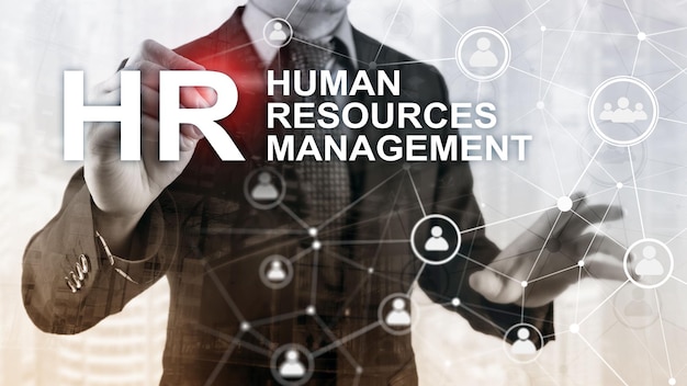Human resource management HR Team Building and recruitment concept on blurred background