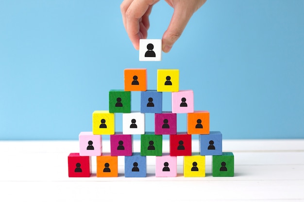 Human resources (HR) and corporate hierarchy concept. Choose a new leader of teamwork.