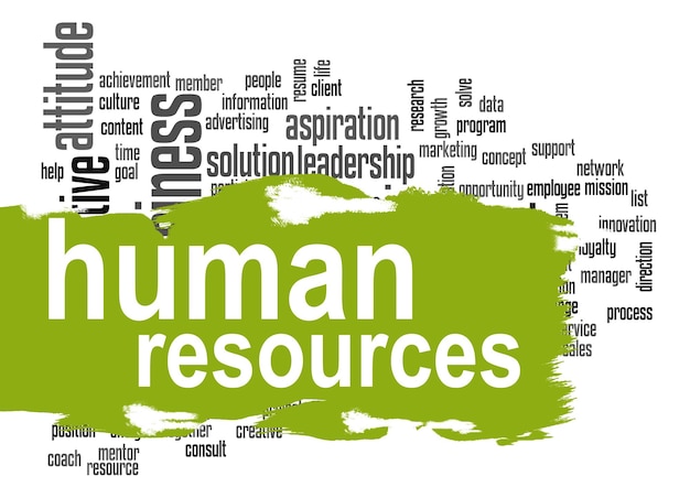 Human resources word cloud with green banner