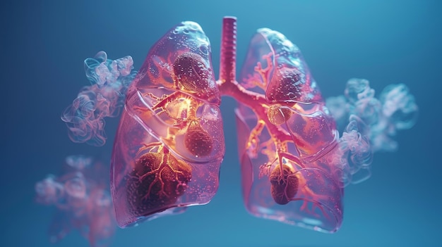 인간의 호흡기 시스템 3D 폐의 해부학