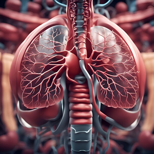 Photo human respiratory system anatomy for medical concept 3d illustration
