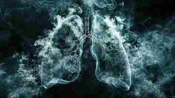 Photo human respiratory system with trachea and lungs in smoke