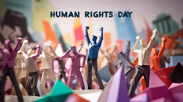 Photo human rights day poster in origami style