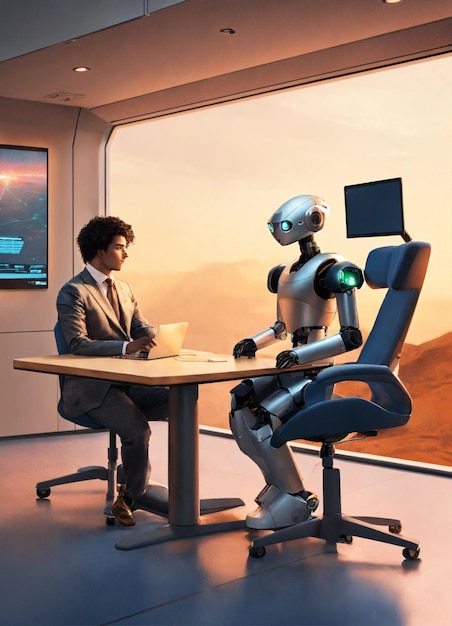 Photo human robot interaction