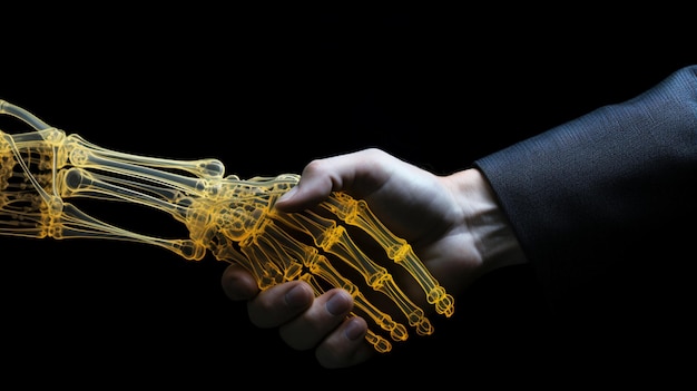 human shaking hands with a skeleton AI Generative