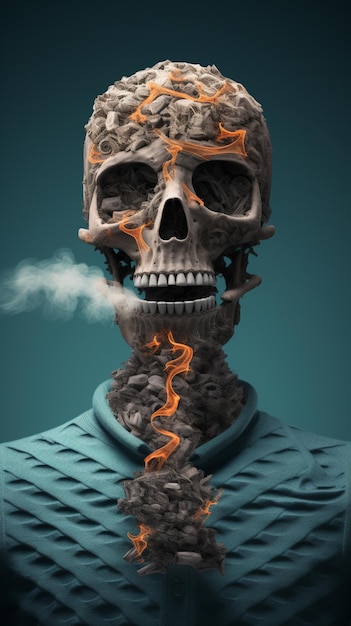 Human skeleton 3D illustration medical background with lungs and bones Ai generated art