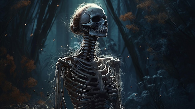 Human skeleton in the forestgenerative ai