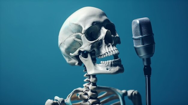 Human skeleton and microphone Generative Ai