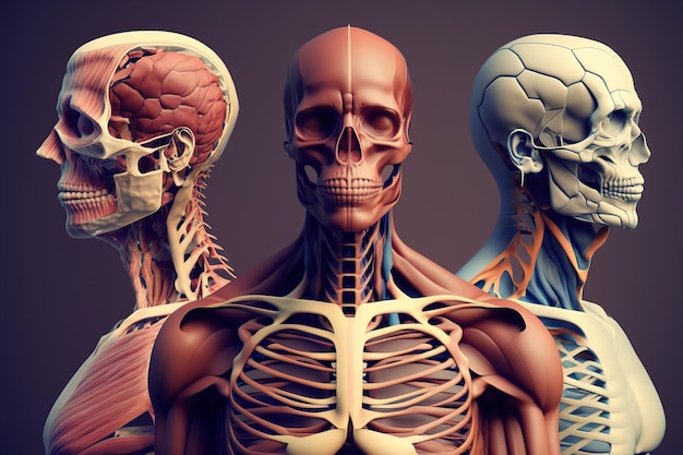 Foto modello di scheletro umano per la scienza dell'anatomia medica concetto di clinica medica