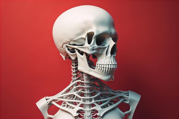 a human skeleton on a solid color background ai generative