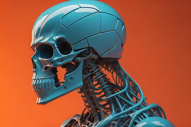 a human skeleton on a solid color background ai generative