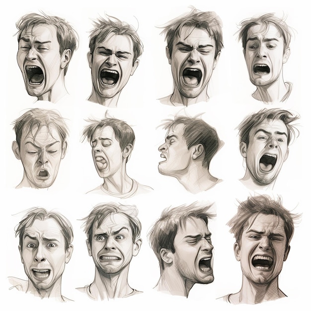 human sketches showing different facial expressions