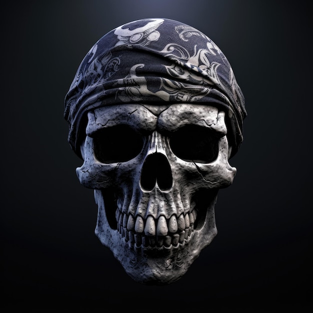 Human skull bandana black and grey