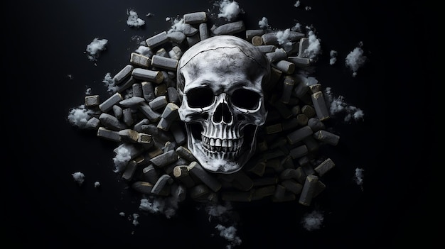 Human Skull and Crossbones Depicting Drug Addict Concept Ai