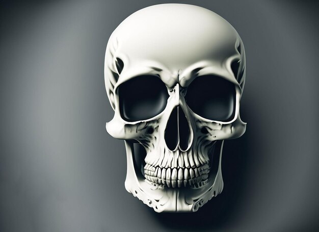 暗い背景の人間の頭蓋骨のスケッチ