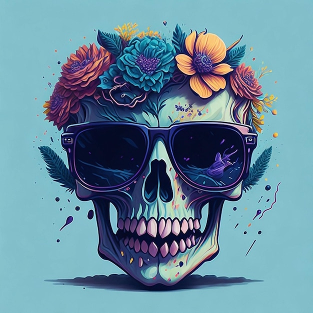 Human skull illustration with generative AI