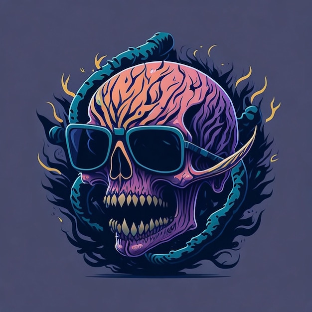 Photo human skull illustration with generative ai