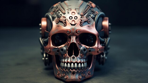 human skull on metal