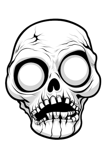 Human skull with blank eyes isolated on white background Graphic illustration AI Generative