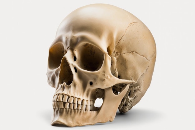 Human skull with clipping path isolated on white background