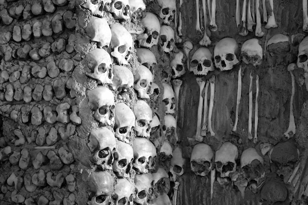 Foto teschi umani alla capela dos ossos