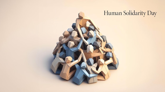 Human Solidarity Day Poster in Origami Style