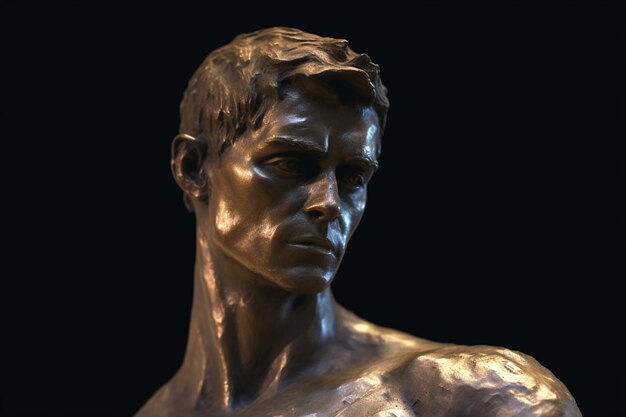 Photo human statue made of cooper generative ai