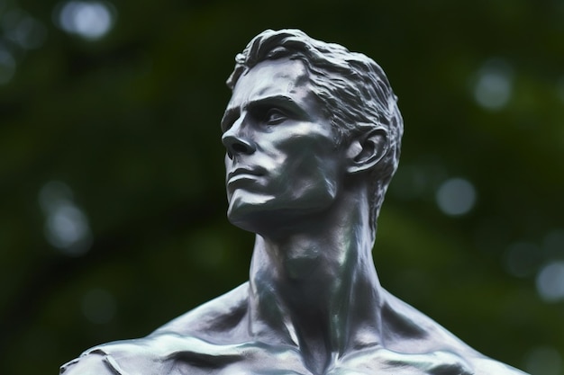 Photo human statue made of silver generative ai