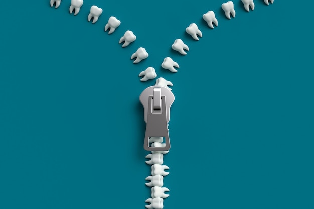 ジッパーの形をした人間の歯 歯科医の概念 歯科医の概念を明らかにする医療の比喩