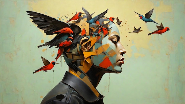 Human with birds head