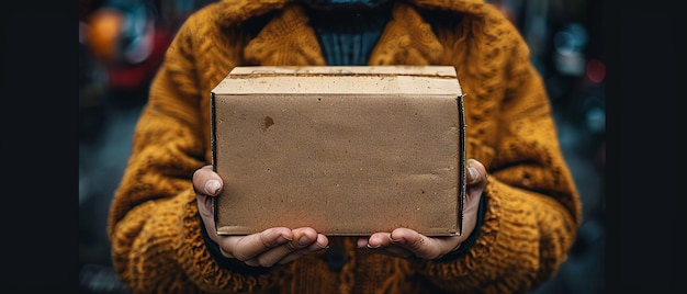 A human with an empty box to write a message in