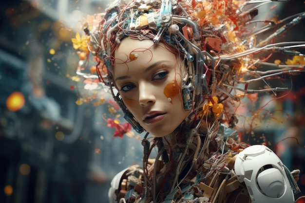 A humanoid android artist creating intricate and captivating works of art ai generated