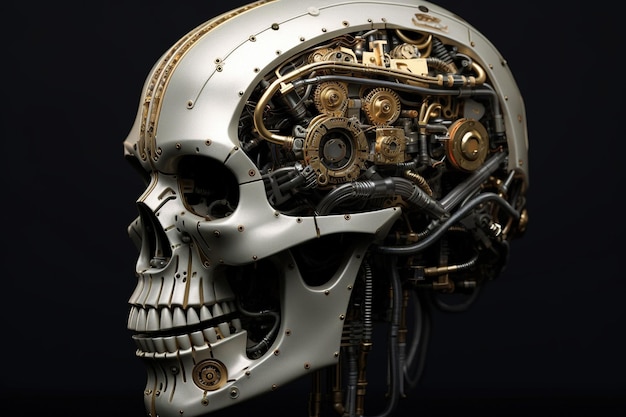 humanoid cyborg Artificial intelligence AI skull robot