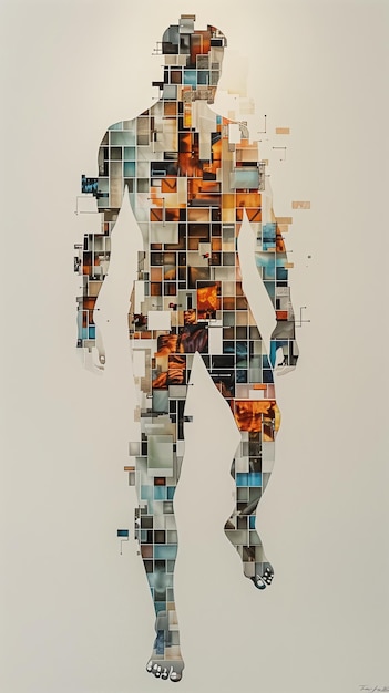 humanoid figure composed entirely of cubes