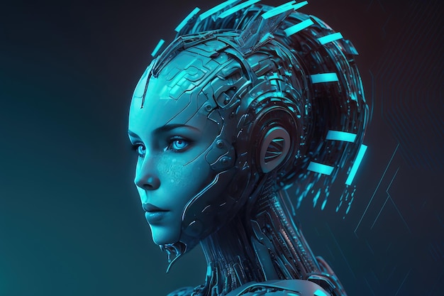 ヒューマノイド ヘッド テクノロジー 未来 イラスト AI ジェネレーティブ