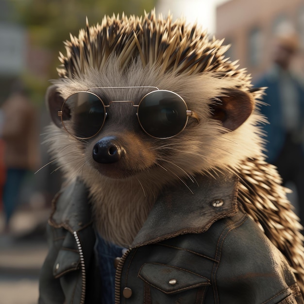 Humanoid hedgehog with glasses generative ai