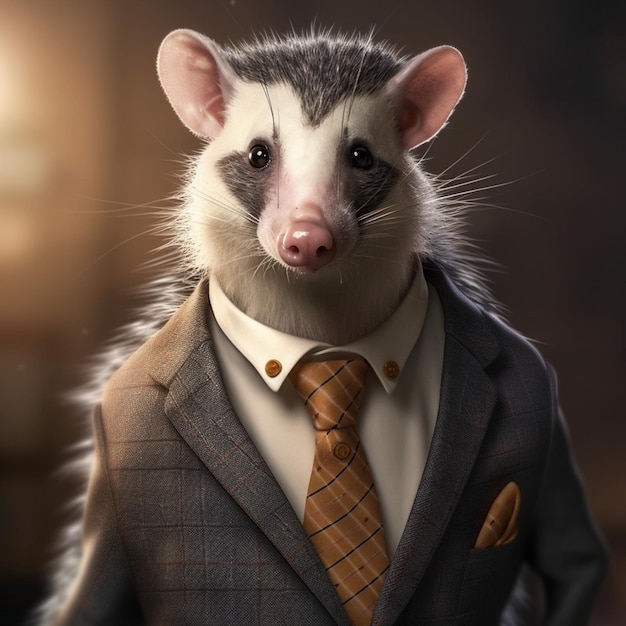 Premium AI Image | humanoid opossum in a suit Generative AI