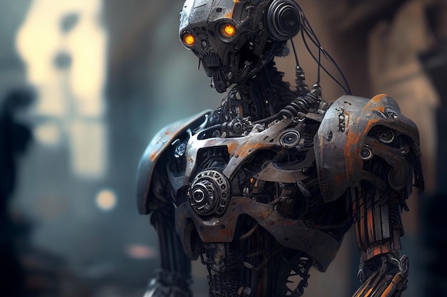 Humanoid robot or transformer Generative AI illustration