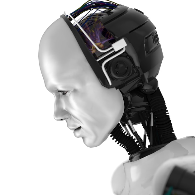 Фото Человекоподобное роботизированное лицо